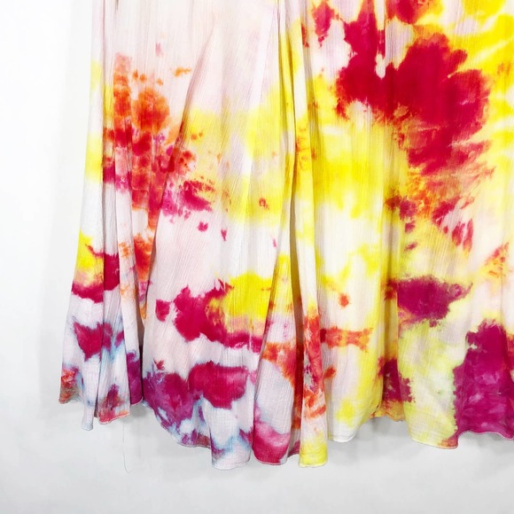 Ruby Rd Womens Plus Size 22W Skirt Tie Dye Ruby Jewel Midi Pink Yellow 1032 - Picture 8 of 11
